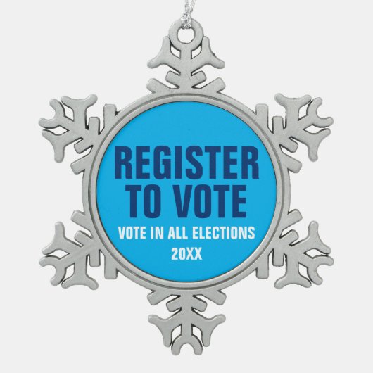 すべての選挙テンプレート芝生で投票に登録 スノーフレークピューターオーナメント (正面)