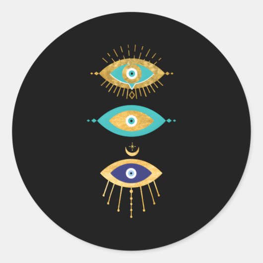 すべての邪悪な目を見る黄色のまつげ呪いのプロテック ラウンドシール (正面)