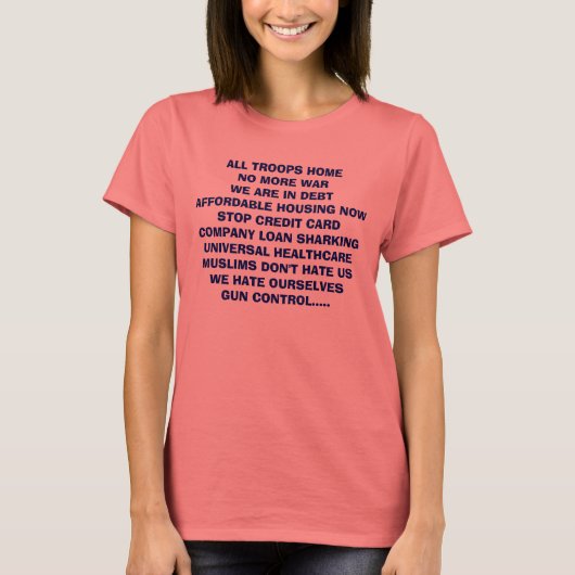 すべての部隊HOMENO MORE WARWE IN DEBTAFFORDA... Tシャツ (正面)