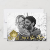 すべての金ゴールドプリンセスストーリーブックキャリッジ日付を保存 招待状 (正面)