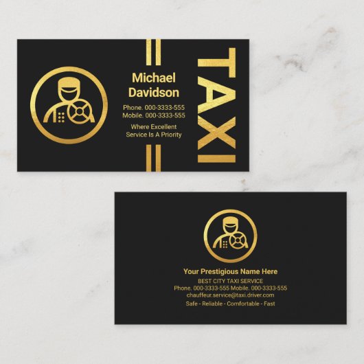 すべての金ゴールド縦線ドライバ 名刺 (正面/裏面)