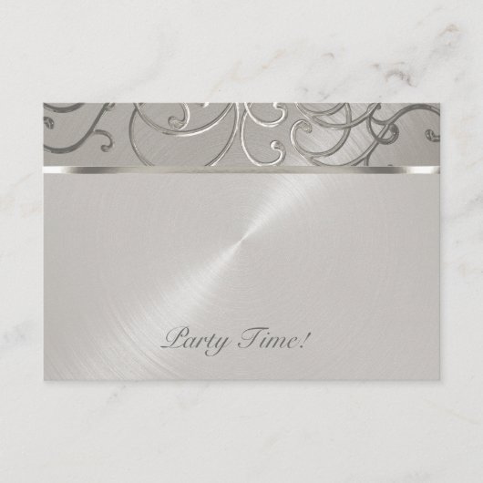 すべての銀エレガントのフィリグリー渦巻き旋回の後 招待状 (正面)