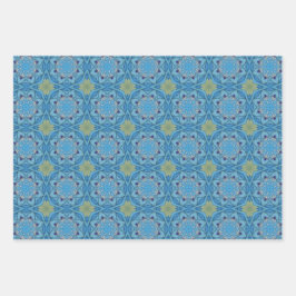 すべての青のシームレスな民族パターンセット1 ラッピングペーパーシート