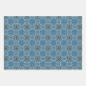 すべての青のシームレスな民族パターンセット2 ラッピングペーパーシート (正面3)