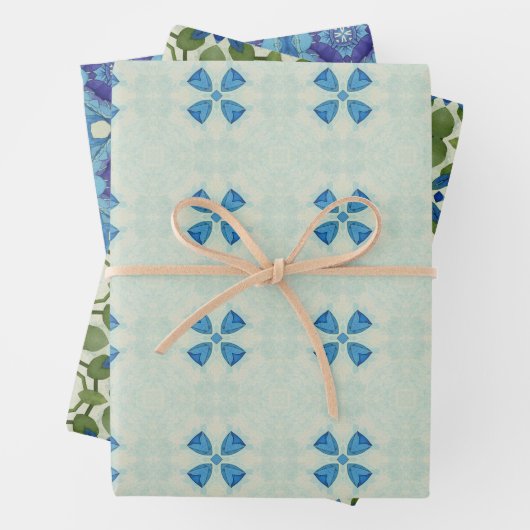 すべての青のシームレスな民族パターンセット5 ラッピングペーパーシート (インサイチュ)