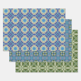 すべての青のシームレスな民族パターンセット6 ラッピングペーパーシート