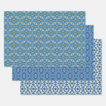 すべての青のシームレスな民族パターンセット7