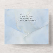 すべての青ミニマルと白の結婚式の招待 オールインワン招待状 (裏面)