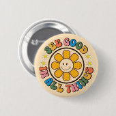 すべての項目で良い表示ハッピボタン 缶バッジ (正面&裏面)