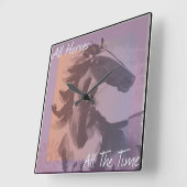 "すべての馬のすべての時間"水の色の壁時計 スクエア壁時計 (傾斜)