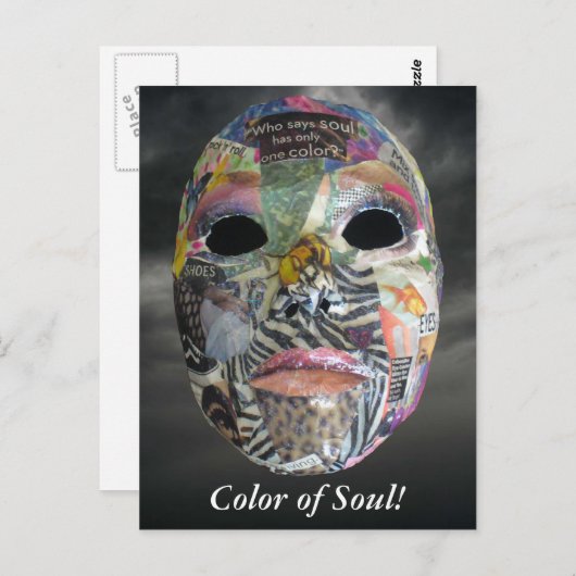 すべての魂はさまざまな色のマスク ポストカード (正面/裏面)