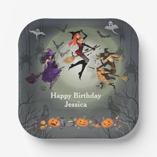 すべての魔女を呼び出すハローウィンパーティ30th誕生日 ペーパープレート (正面)