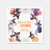 すべての魔女ハロウィーンの衣装パーティーを呼び出す スタンダードカクテルナプキン (正面)