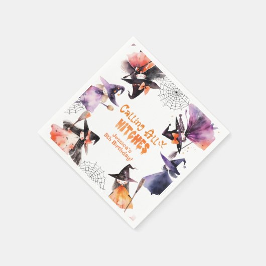 すべての魔女ハロウィーンの衣装パーティーを呼び出す スタンダードカクテルナプキン (角)