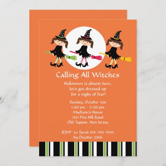 すべての魔法使いをハロウィンの招待状と電話します 招待状 (正面/裏面)