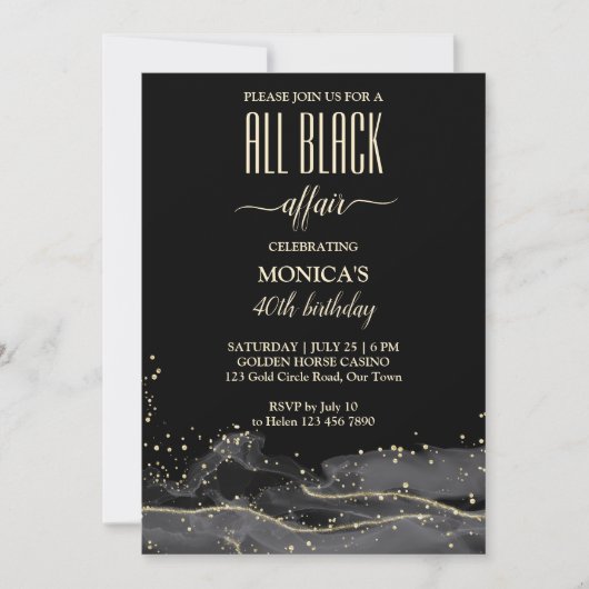 すべての黒い浮気の誕生日パーティーのミニマエレガントリスト 招待状 (正面)