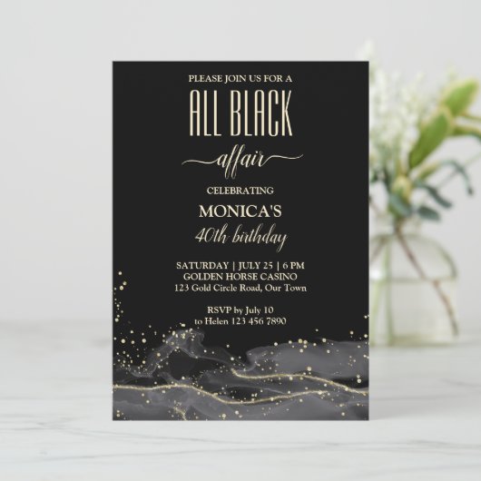 すべての黒い浮気の誕生日パーティーのミニマエレガントリスト 招待状 (スタンド正面)