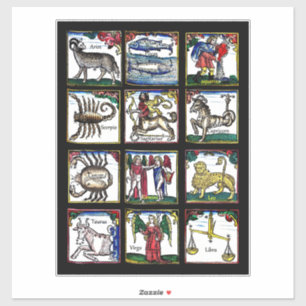 すべての12〔占星術の〕十二宮図シンボルや象徴誕生日星占い記号 シール