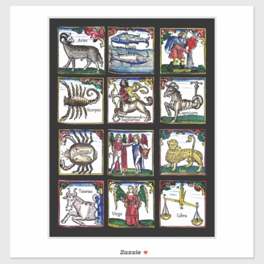 すべての12〔占星術の〕十二宮図シンボルや象徴誕生日星占い記号 シール (シート)