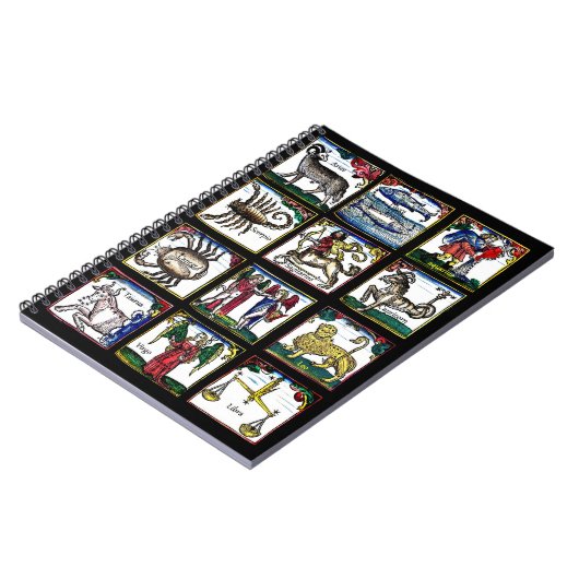 すべての12〔占星術の〕十二宮図シンボルや象徴誕生日星占い記号 ノートブック (左側)