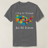 すべての50州の米国の州を訪問 Tシャツ (デザイン正面)