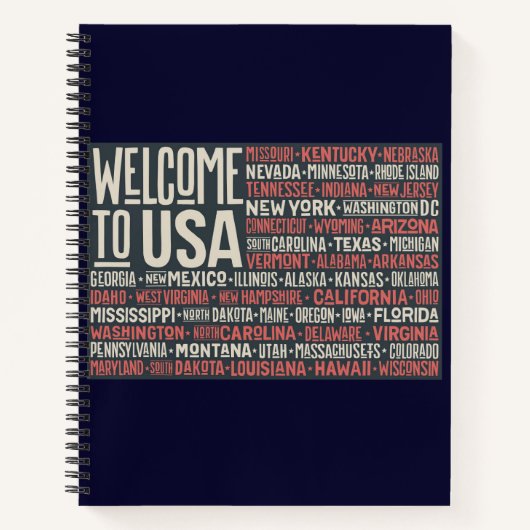 すべての50州を持つ米国へようこそ ノートブック (正面)