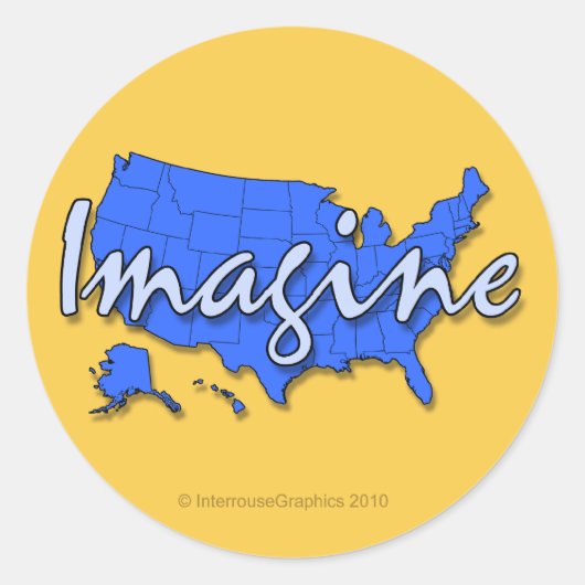 すべての50州ブルーステッカー ラウンドシール (正面)