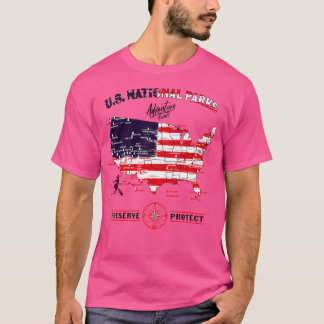すべての63国立公園の地図 – ヴィンテージアメリカンヒキン Tシャツ