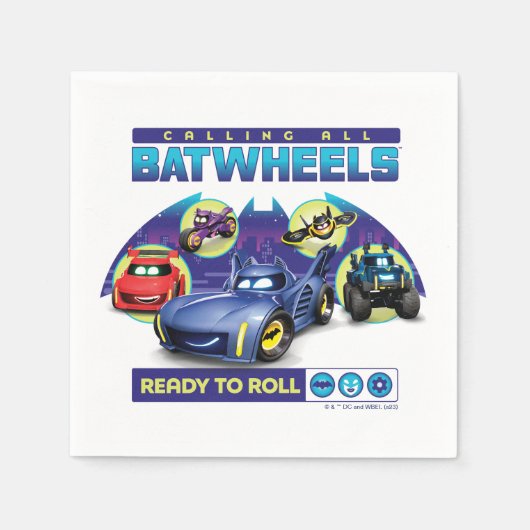 すべてのBatwheels™を呼び出す – 準備完了転が スタンダードカクテルナプキン (正面)