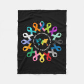 すべてのCancer S認識度ががんリボンのサポートと闘う フリースブランケット (正面)