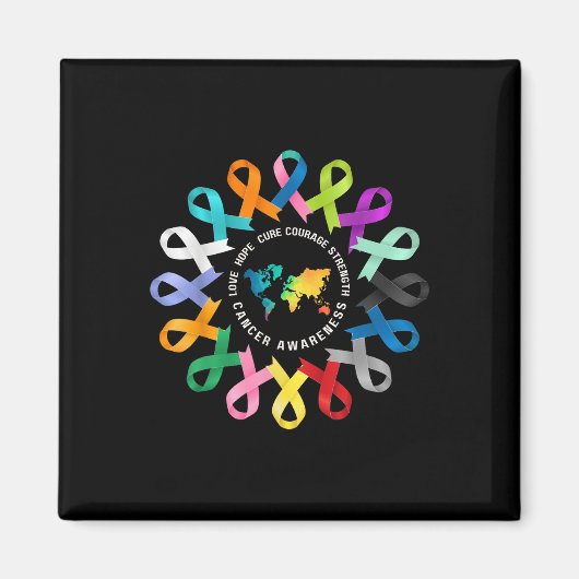 すべてのCancer S認識度ががんリボンのサポートと闘う マグネット (正面)