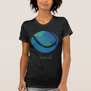 すべてのladieのテニスの世界の地球のデザインを愛して下さい tシャツ