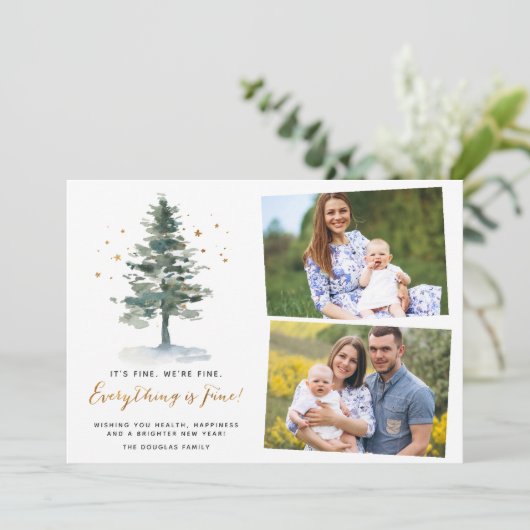 すべては問題なし 面白いクリスマス引用2写真 シーズンカード (スタンド正面)