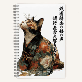 "すべては変わる" 日本の着物姿の猫の作品 ノートブック