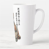 "すべては変わる" 日本の着物姿の猫アート カフェラテマグ (右)