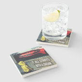 すべては夢の引用文から始まやる気を起こさせるる ストーンコースター (横)