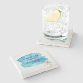 すべては水の色のスプラッシュとユリを始めた ストーンコースター (横)