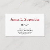 すべては演劇の作家働き、 名刺 (裏面)