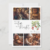 すべては穏やかである明るいクリスマスの写真グリーティング シーズンカード (正面)