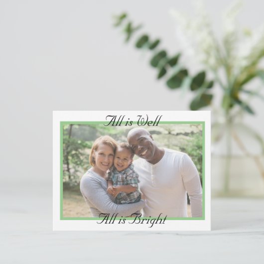 すべては良い、すべては明るい写真のクリスマス ポストカード (スタンド正面)