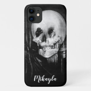 『すべては虚栄心』女性とスカル iPhone 11 ケース