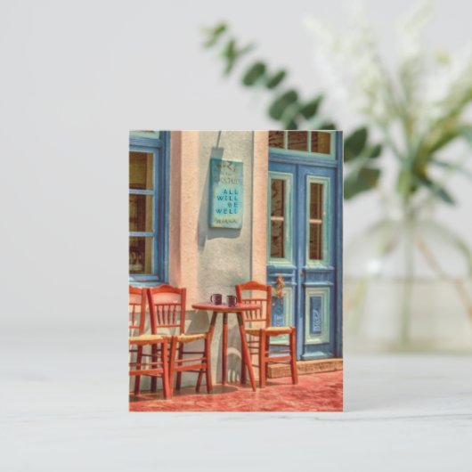 すべては、ギリシャのカフェメニュー郵便はがきよくあります 案内ポストカード (スタンド正面)