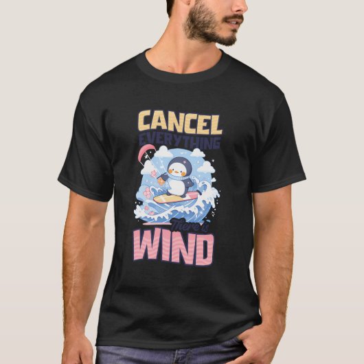 すべてを取り消す風デザインカイトサーフィン Tシャツ (正面)