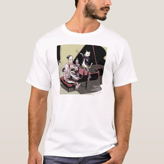 すべてを掌握する猫が指揮者で大笑い Tシャツ (正面)