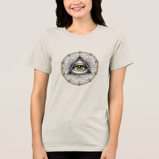 すべてを見通す目 神聖幾何学 トライブレンドTシャツ (正面)