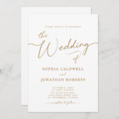 すべてエレガントの金ゴールド書結婚 招待状 (正面/裏面)