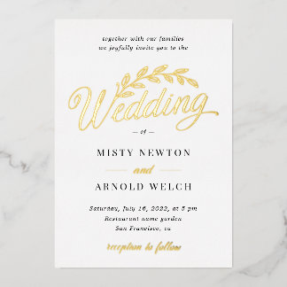 すべてエレガントの1つの金箔の手書き文字スクリプト 箔招待状