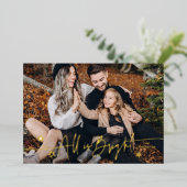 すべてエレガントは明るいスクリプトのクリスマス写真 箔シーズンカード (立ち正面)