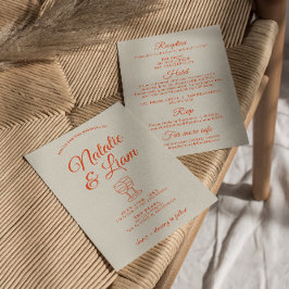 すべてカラフルを片手に描いたレトロ結婚 招待状