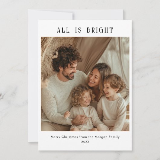 すべてシンプルは明るいクリスマス家族の子供の写真 シーズンカード (正面)